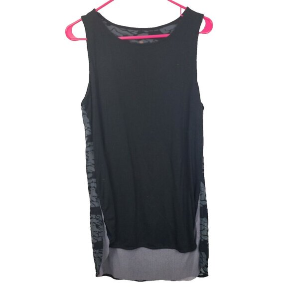 Tangerine Womens Exercise Tank Top Large Black Gray High Low Layered Active - Picture 1 of 9